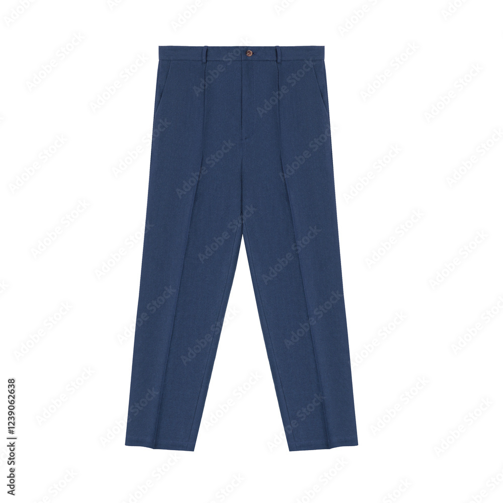 Navy chinos pants front view on isolated on white background. Classic casual mens trousers. Navy chinos pants front view on isolated on white background. Classic casual mens trousers.