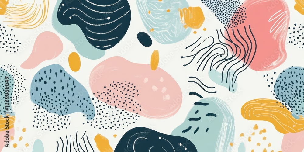 Fototapeta premium Abstract Pastel Shapes Seamless Pattern Design