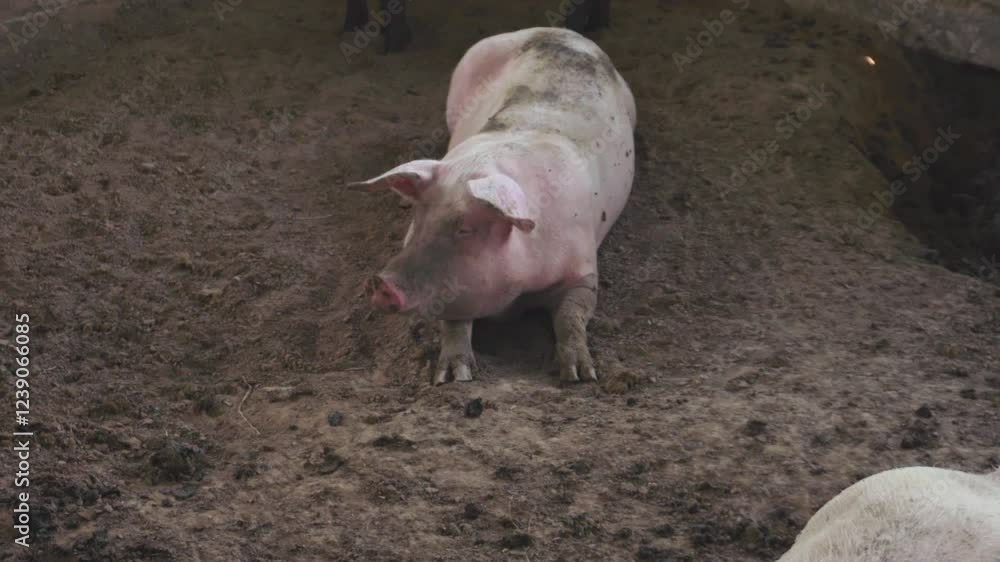 Group of pig feeding stall rural home farm enjoy eat food livestock industry in the summer
Group of pig feeding stall rural home farm enjoy eat food livestock industry in the summer