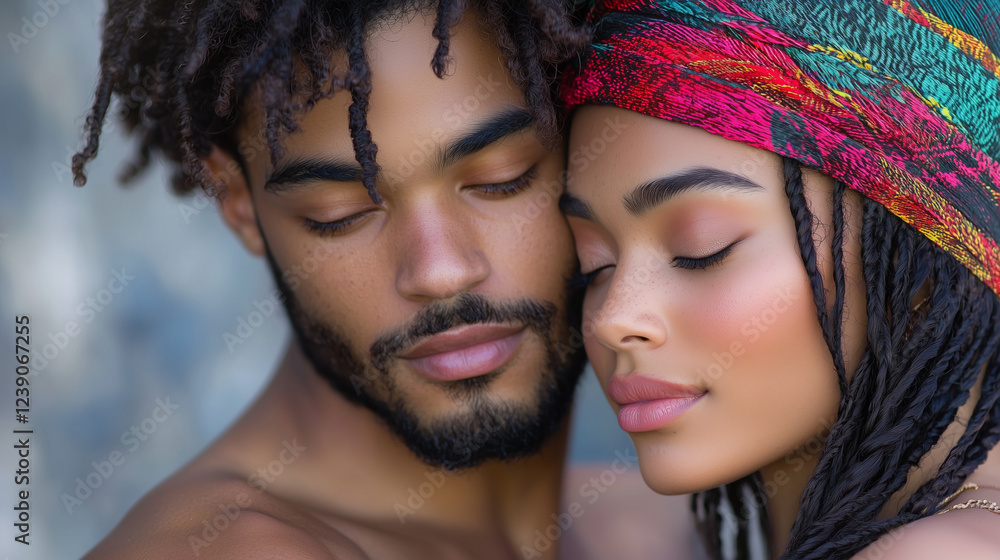 Obraz premium Loving Partners Portrait with Warm Soft Lighting