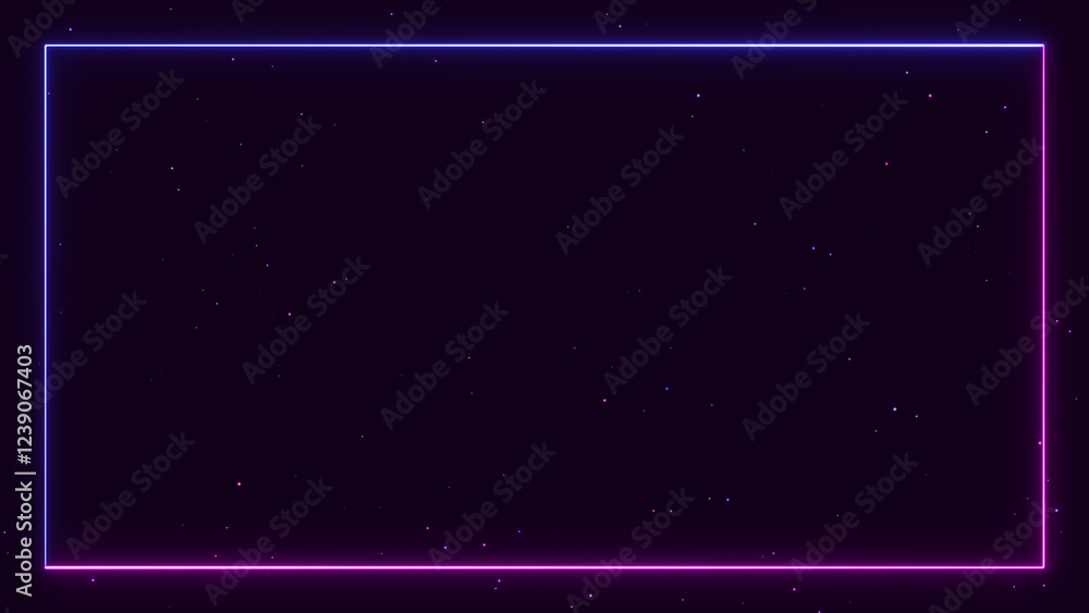 Obraz premium neon lights pink and blue square frame dark background, abstract technology and futuristic blank social media design element 