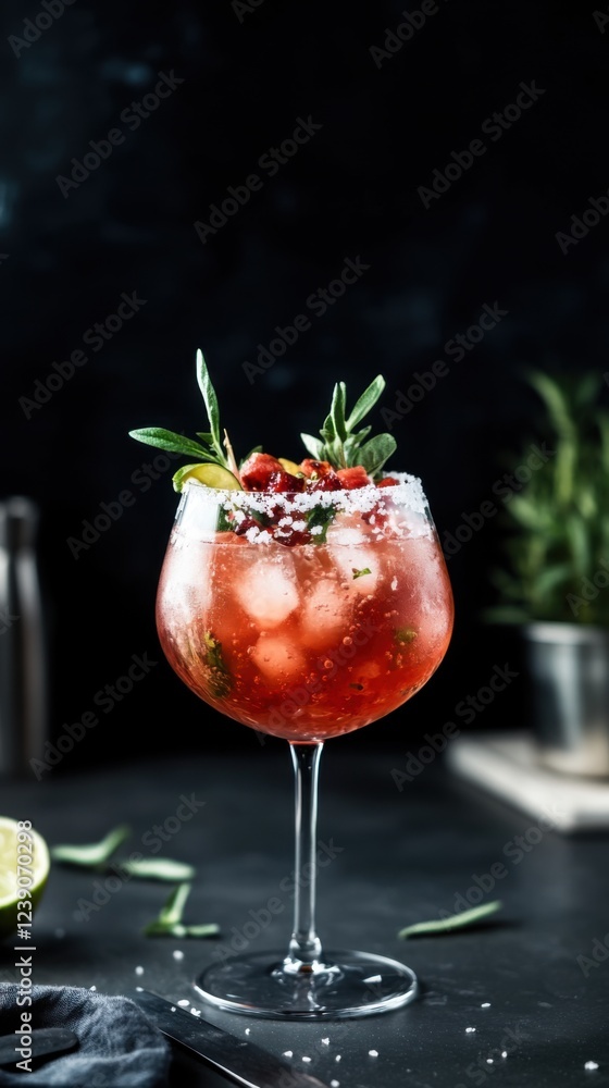 Refreshing watermelon juice with lime in a stylish glass Refreshing watermelon juice with lime in a stylish glass