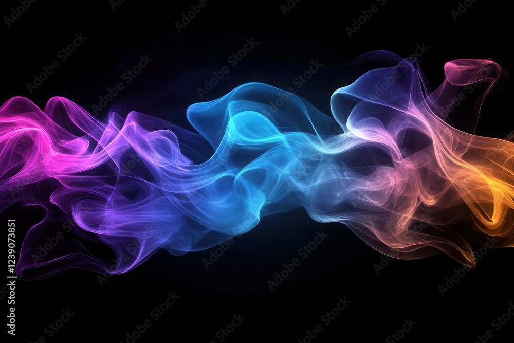 Abstract Multicolor Smoke Explosion on Black Background, Dynamic Paint Clouds Illustration for Creative Projects Abstract Multicolor Smoke Explosion on Black Background, Dynamic Paint Clouds Illustration for Creative Projects