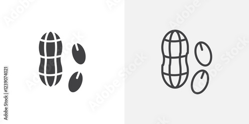 Peanut icons in filled and outline versions for ui designs