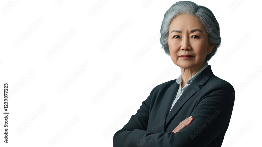 Confident senior businesswoman with folded arms on transparent background Confident senior businesswoman with folded arms on transparent background