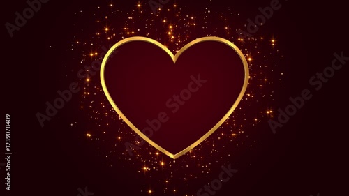 Wallpaper Mural valentines day love 3d golden heart frame glowing and shiny particles animation,romantic love dark red motion background	 Torontodigital.ca