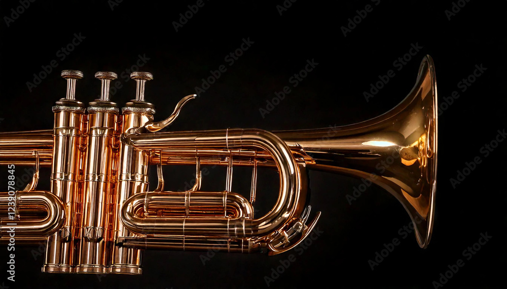 Obraz premium close up trumpet isolated on black background