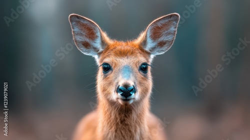 A charming close-up portrait of a kangaroo showcasing its expressive eyes and soft fur, set against a natural backdrop that highlights its peaceful existence.