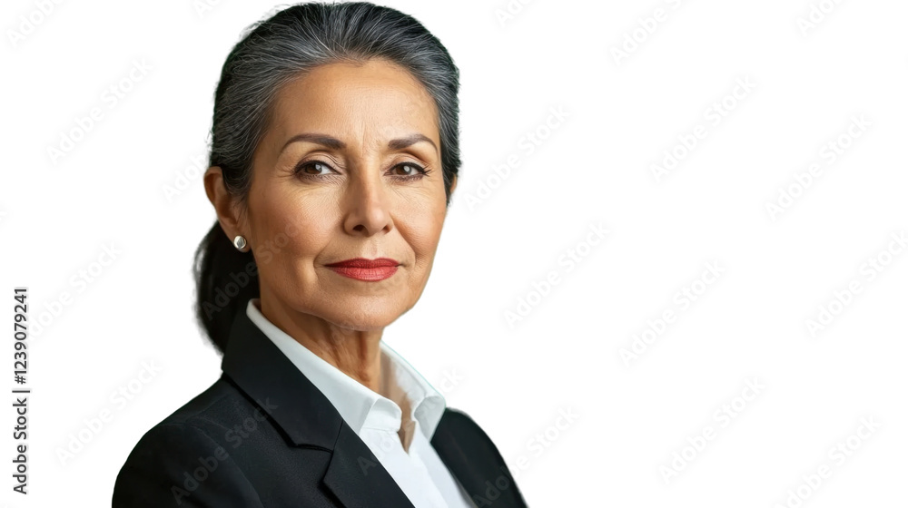 Confident senior businesswoman posing on transparent background Confident senior businesswoman posing on transparent background