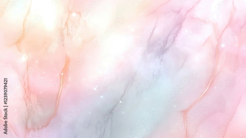 Fototapeta premium Marble Texture with pastel rainbow gradient and gold foil veins Easter Background Wallpaper