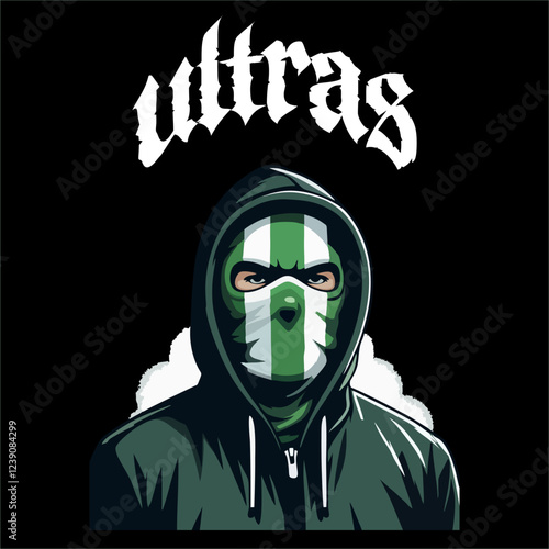 illustration vector graphic of Football fans ultras hooligan design for logo, t-shirt, etc