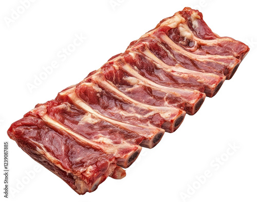 PNG 1 piece of real meat ribs background white pork. photo