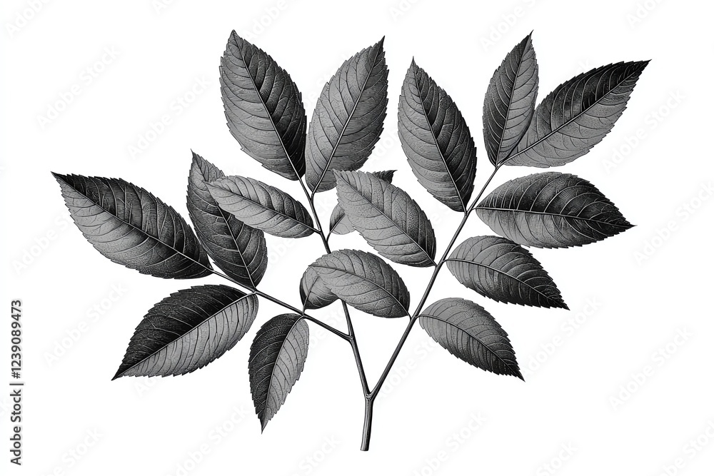 Black and white leaf arrangement. Black and white leaf arrangement.