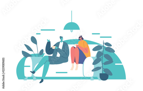 Love, Dating, Flirting Sparetime in Virtual Reality Cyberspace. Young Couple in Vr Goggles Spend Time at Home Together