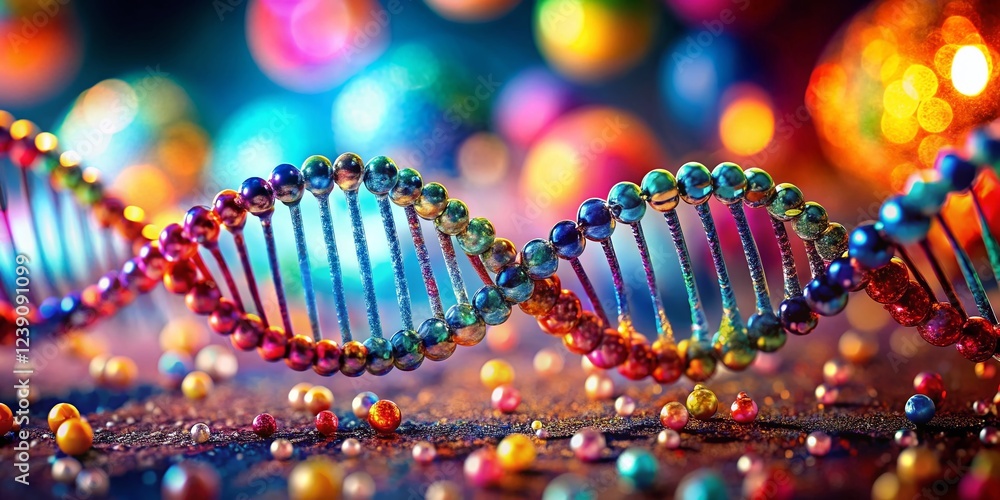 Fototapeta premium Miniature DNA Helix: Microscopic Genetic Code Background