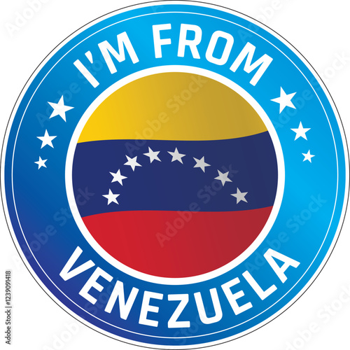 I'm From Venezuela. Can be used as a sticker or a badge on bikes, helmets, cars, tail box on bikes, suitcase, backpacks, keychains and more.