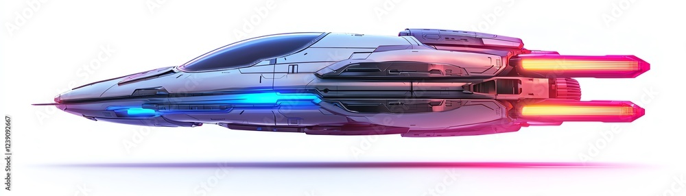 Naklejka premium Futuristic spacecraft design with vibrant lights.