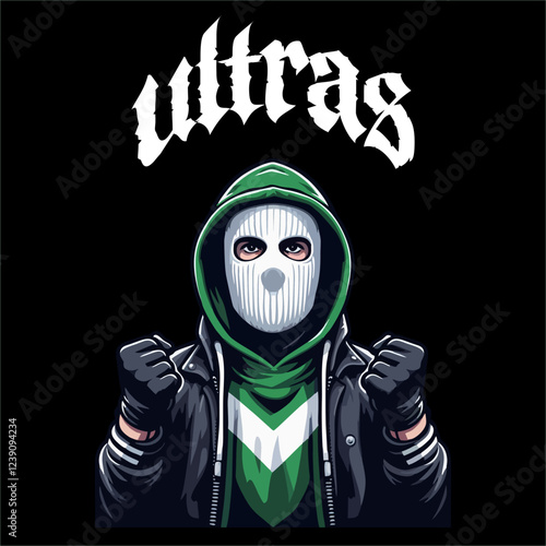 illustration vector graphic of Football fans ultras hooligan design for logo, t-shirt
