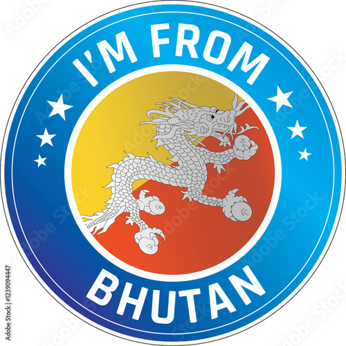 I'm From Bhutan. Can be used as a sticker or a badge on bikes, helmets, cars, tail box on bikes, suitcase, backpacks, keychains and more.