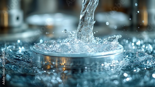 A close-up view of a water treatment facility,
