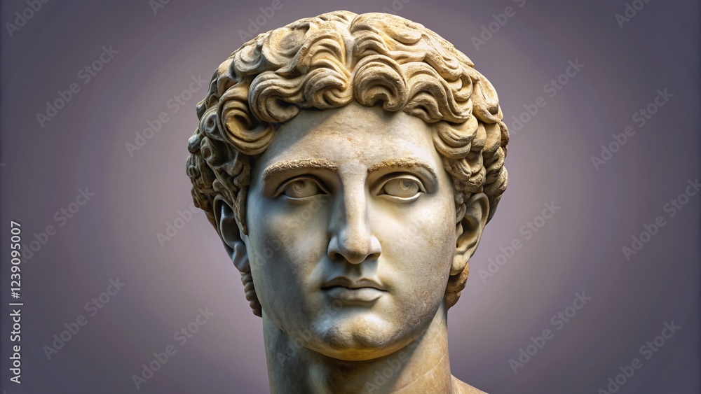Obraz premium Minimalist Ancient Greek Sculpture Portrait PNG Elements