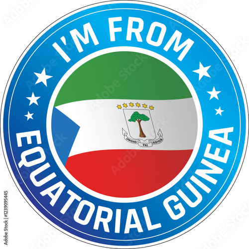 I'm From Equatorial Guinea. Can be used as a sticker or a badge on bikes, helmets, cars, tail box on bikes, suitcase, backpacks, keychains and more.