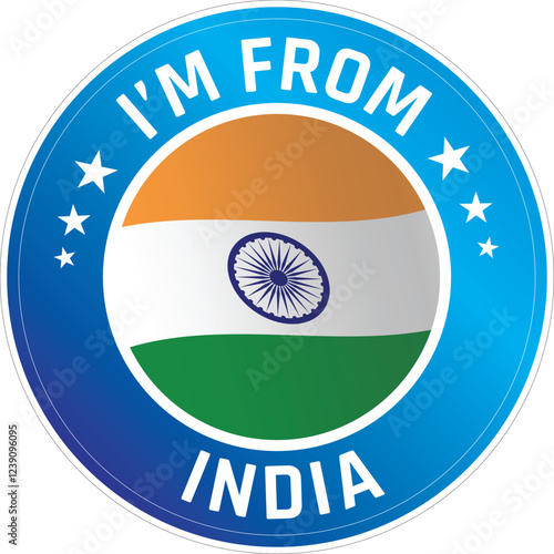 I'm From India. Can be used as a sticker or a badge on bikes, helmets, cars, tail box on bikes, suitcase, backpacks, keychains and more.