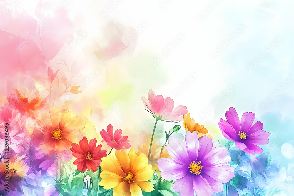 custom made wallpaper toronto digitalA joyful spring banner design featuring a vibrant watercolor arrangement of Mother's Day flowers, perfect for celebration invitations.