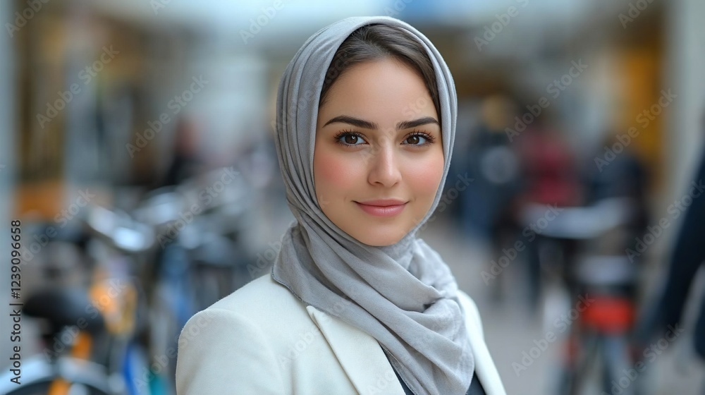 Portrait of a smiling young woman wearing a hijab. (1) Portrait of a smiling young woman wearing a hijab. (1)