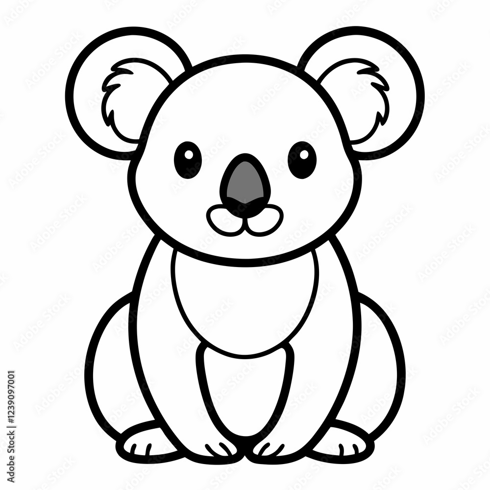 Simple a Koala line art vector design white background Simple a Koala line art vector design white background