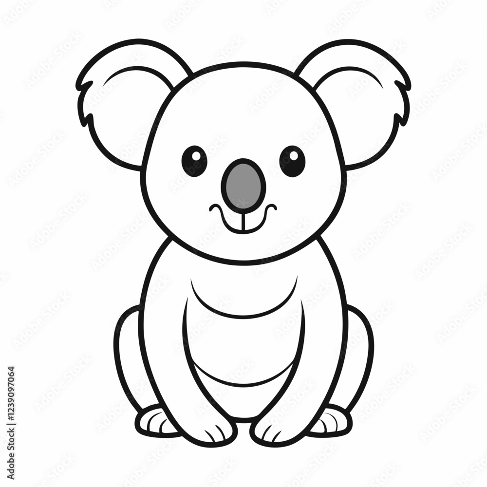 Simple a Koala line art vector design white background Simple a Koala line art vector design white background