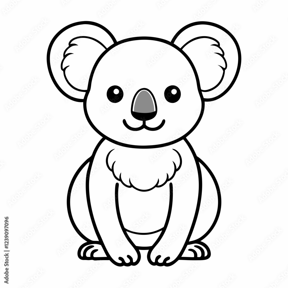 Simple a Koala line art vector design white background Simple a Koala line art vector design white background