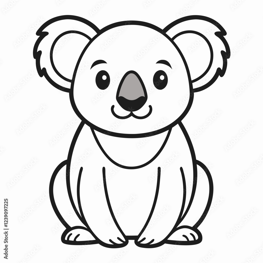 Obraz premium Simple a Koala line art vector design white background