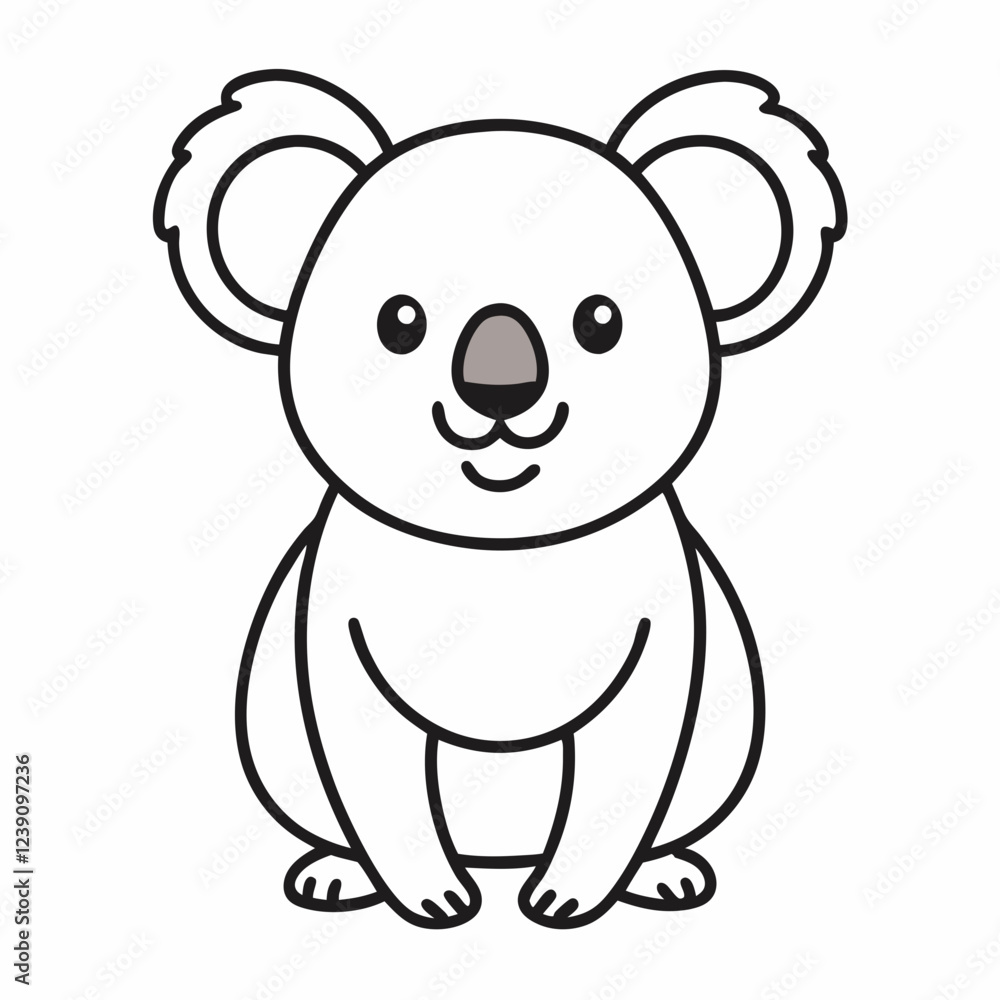 Simple a Koala line art vector design white background Simple a Koala line art vector design white background