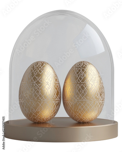 PNG Two golden Easter eggs elegant pattern luxury. photo