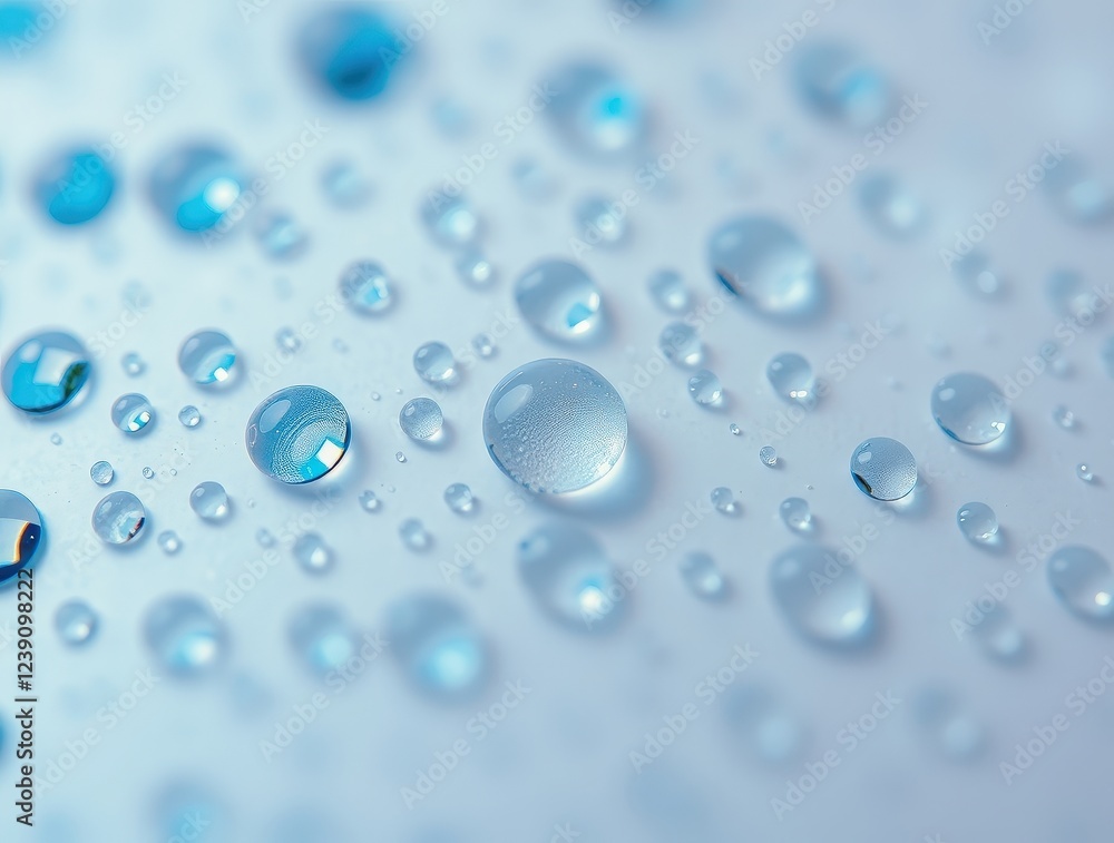 Macro Water Droplets on Smooth Surface with Reflections Macro Water Droplets on Smooth Surface with Reflections