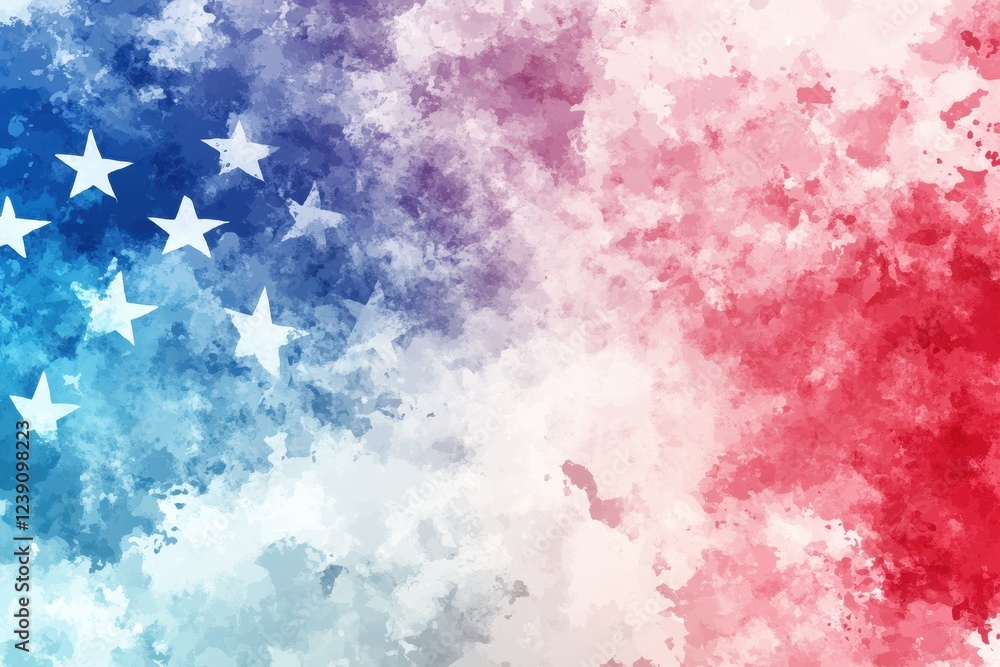Obraz premium Abstract Watercolor Patriotism Stars and Stripes Design