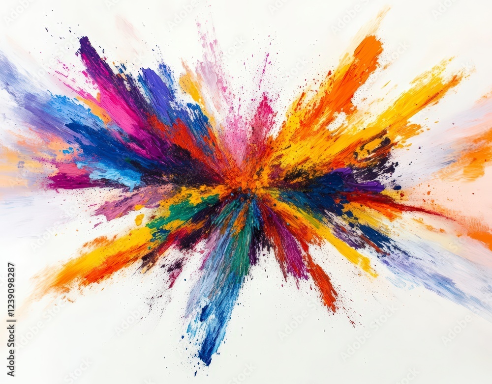 Abstract Paint Streaks in Bold Colors on Canvas Abstract Paint Streaks in Bold Colors on Canvas