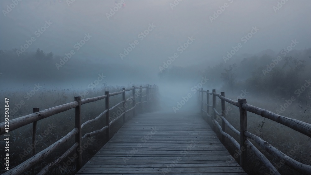 Obraz premium landscape with fog and bridge