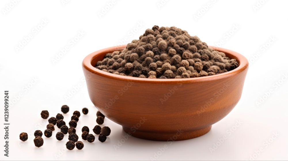 Black Pepper Powder: Aromatically Dry Culinary Condiment in a White Background Bowl Black Pepper Powder: Aromatically Dry Culinary Condiment in a White Background Bowl