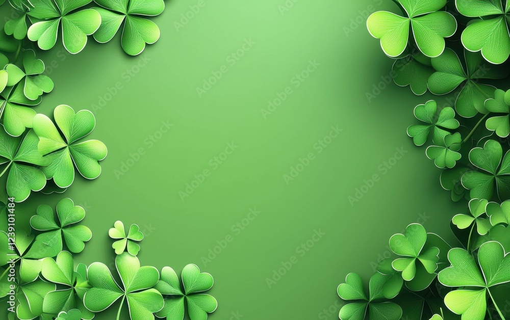 Minimalist Saint Patrick Day background with an elegant shamrock frame and a clean text area Minimalist Saint Patrick Day background with an elegant shamrock frame and a clean text area