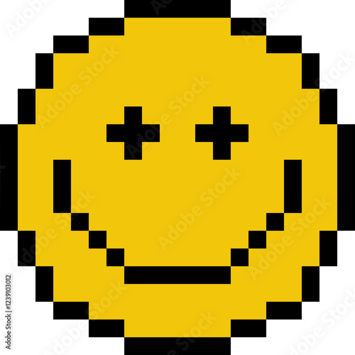 Smiley face pixel icon. Smiley icon.emotion pixelated 