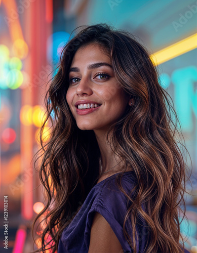 Wallpaper Mural Stunning Latina Beauty with Glossy Brown Hair Torontodigital.ca