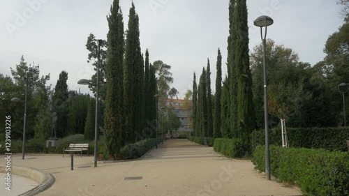 Wallpaper Mural Fir tree path near Masia Freixa in Parc de Sant Jordi at Terrassa, Catalonia, with point of view perspective Torontodigital.ca