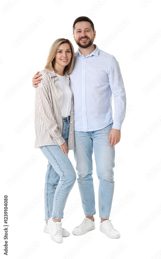 Portrait of happy couple on white background Portrait of happy couple on white background