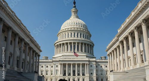 Wallpaper Mural Majestic US Capitol Building: Iconic Dome & Winged Architecture under a Clear Blue Sky Torontodigital.ca