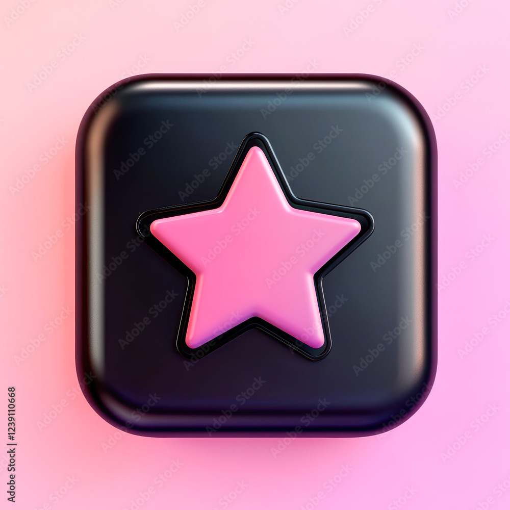 Digital pink star icon creative design graphic art modern style close-up view Digital pink star icon creative design graphic art modern style close-up view