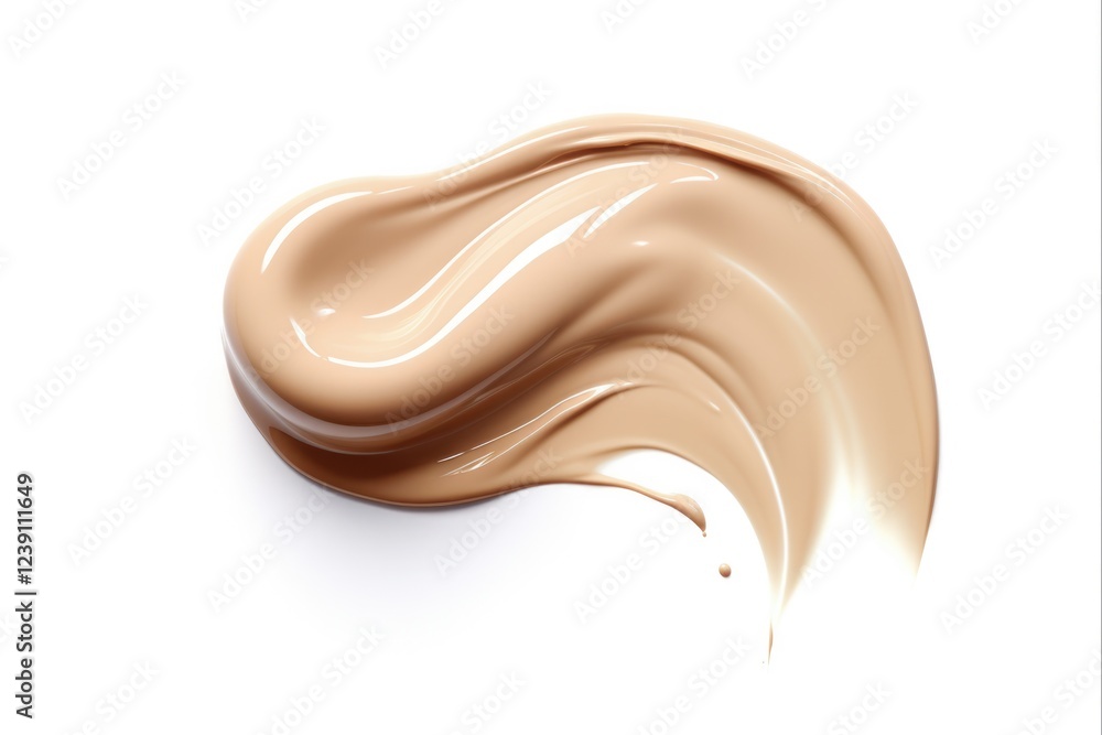 Closeup of Realistic Brown BB Cream with Make-up Texture and Footed Smear on Isolated White Background for Sample and Moisturiser Tone Closeup of Realistic Brown BB Cream with Make-up Texture and Footed Smear on Isolated White Background for Sample and Moisturiser Tone
