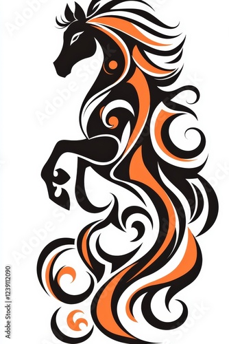 Wallpaper Mural Elegant Black and Orange Abstract Horse with Flowing Hair Design Torontodigital.ca