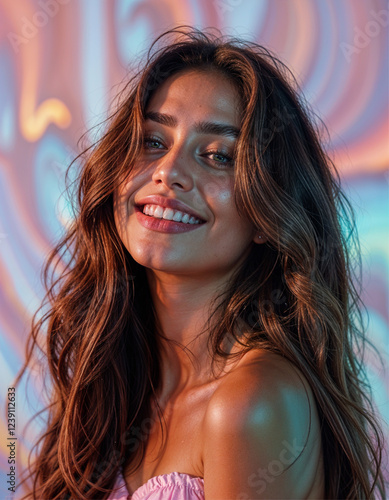 Wallpaper Mural Stunning Latina Beauty with Glossy Brown Hair Torontodigital.ca